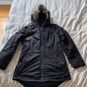 Athleta Black parka with Faux Fur Hood